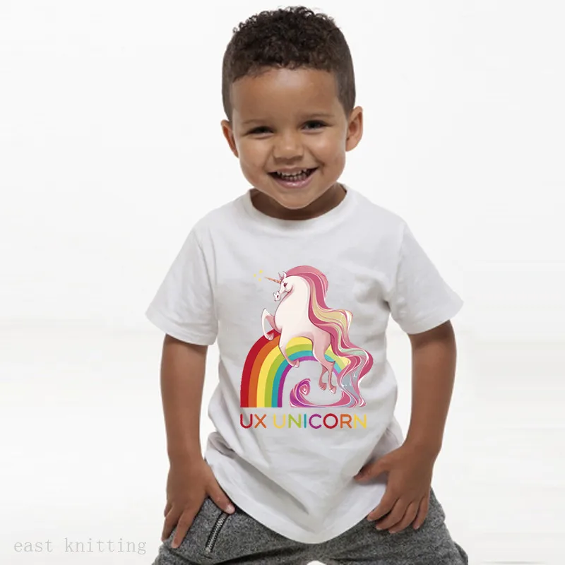 Summer Kids Girl Boy T-Shirts Rainbow Printed Unicorn Tshirt Short Sleeve Soft White T shirt Casual Children Tops
Summer Kids Girl Boy T-Shirts Rainbow Printed Unicorn Tshirt Short Sleeve Soft White T shirt Casual Children Tops
