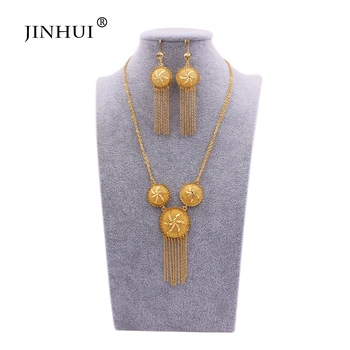 Jewelry sets for women 24K gold color Indian African necklace earrings sets Saudi Arabia wedding bridal soiree party gifts set 
Jewelry sets for women 24K gold color Indian African necklace earrings sets Saudi Arabia wedding bridal soiree party gifts set