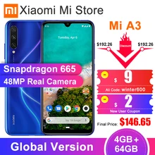 Küresel sürüm xiaomi mi mi A3 4GB 64GB cep telefonu 6.088 "Snapdragon 665 Octa çekirdek 48MP + 32MP AI kamera 4030mAh(China)
