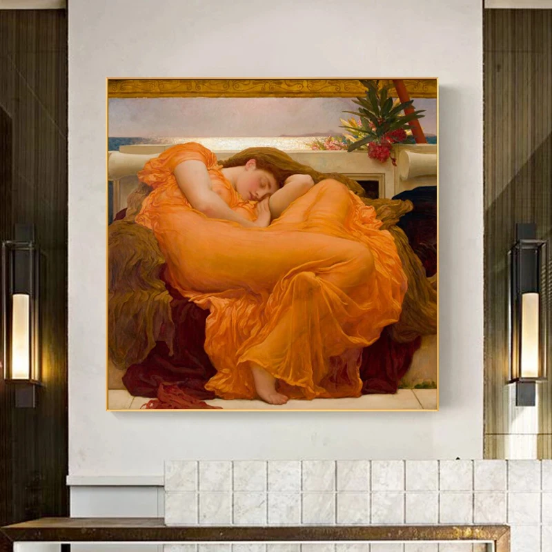 UK Famous Painting Flaming June by Frederic Leighton Decorative Poster Print on Canvas Wall Art Pictures for Room Decor | Дом и сад