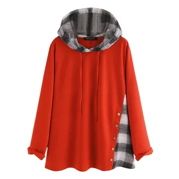 New Plaid Patchwork Hoodies Women Autumn Winter Hooded Sweatshirt Loose Long Sleeve Wild Casual Tops With Button
New Plaid Patchwork Hoodies Women Autumn Winter Hooded Sweatshirt Loose Long Sleeve Wild Casual Tops With Button