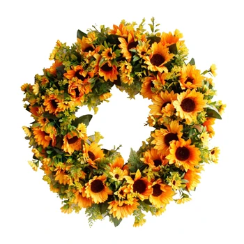 50cm Artificial Sunflower Wreath Summer Fall Wreaths Flower Green Leaves for Outdoor Front Door Indoor Wall Window Decoration
50cm Artificial Sunflower Wreath Summer Fall Wreaths Flower Green Leaves for Outdoor Front Door Indoor Wall Window Decoration