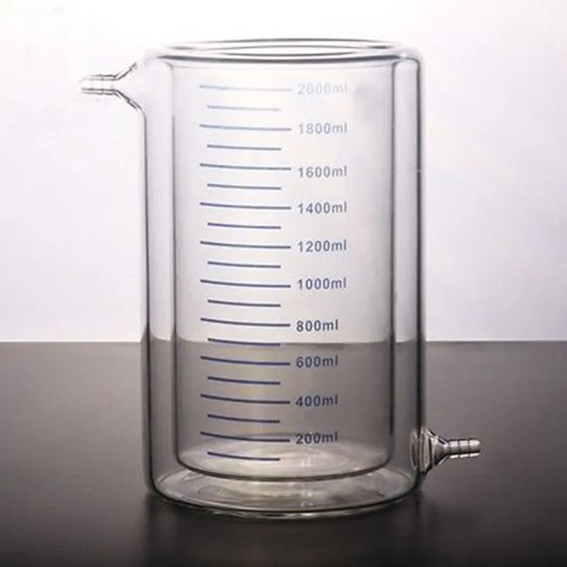 

2000ml Laboratory Jacketed Borosilicate Glass Beaker Double Layer Beaker for Photocatalytic Experiment