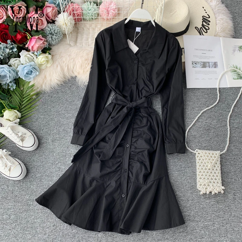 YornMona Good Quality Comfy Women Black Shirt Dress 2019 New Party Ruffles Mermaid Dress Elegant Ladies Work Dress with Sash
YornMona Good Quality Comfy Women Black Shirt Dress 2019 New Party Ruffles Mermaid Dress Elegant Ladies Work Dress with Sash