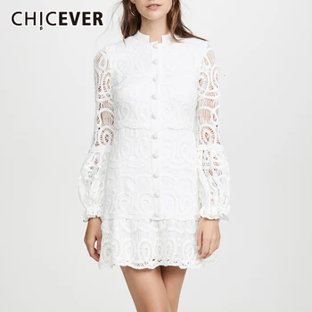 CHICEVER Patchwork Lace Hollow Out Dresses Female Stand Collar Lantern Long Sleeve High Waist Dress Women 2020 Clothing Tide
CHICEVER Patchwork Lace Hollow Out Dresses Female Stand Collar Lantern Long Sleeve High Waist Dress Women 2020 Clothing Tide
