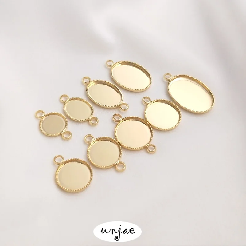 Изготовление на заказ, овальное и круглое кольцо из светлого золота 14 карат, пустые, инкрустированные вручную подносы «сделай сам», аксессуары из двух одинарных подвесок
Изготовление на заказ, овальное и круглое кольцо из светлого золота 14 карат, пустые, инкрустированные вручную подносы «сделай сам», аксессуары из двух одинарных подвесок