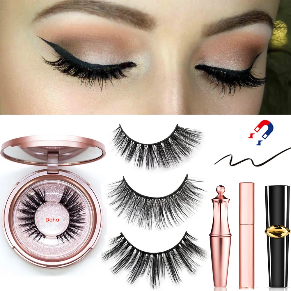 Magnetic Eyeliner Eyelashes Set Natural Thick Handmade No Glue Prevent Allergy Magnetic Fake Eyelashes With Eyelashes Applicator Magnetic Eyeliner Eyelashes Set Natural Thick Handmade No Glue Prevent Allergy Magnetic Fake Eyelashes With Eyelashes Applicator