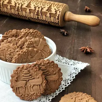 Christmas Wood Embossing Rolling Pin Baking Cookies Noodle Biscuit Xmas Engraved Roller Reindeer Snowflake
Christmas Wood Embossing Rolling Pin Baking Cookies Noodle Biscuit Xmas Engraved Roller Reindeer Snowflake