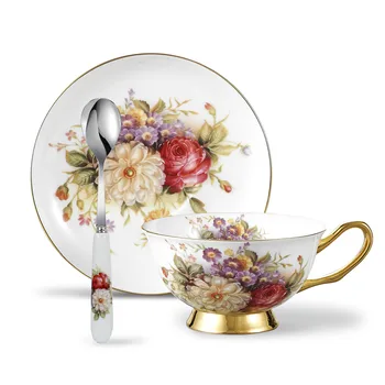 Panbado Flowers Pattern European Style Bone China Porcelain Coffee Cup Afternoon Ceramic Tea Cup Set with Saucer&Spoon
Panbado Flowers Pattern European Style Bone China Porcelain Coffee Cup Afternoon Ceramic Tea Cup Set with Saucer&Spoon