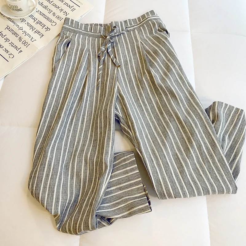 Stripe Pants Women High Waist Wide Leg Pant Loose Cotton Linen Trousers Fashion Streetwear Sweatpants J421
Stripe Pants Women High Waist Wide Leg Pant Loose Cotton Linen Trousers Fashion Streetwear Sweatpants J421