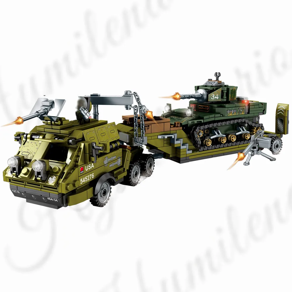 2019 World War 2 WW2 Soldiers Armored Vehicle Heavy Trailer Tank Military SWAT Army Building Blocks Bricks Toys Juguetes Gift
2019 World War 2 WW2 Soldiers Armored Vehicle Heavy Trailer Tank Military SWAT Army Building Blocks Bricks Toys Juguetes Gift