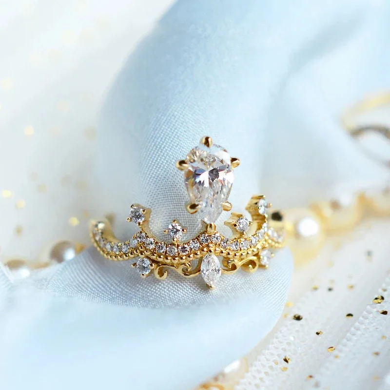 Женское Обручальное кольцо с короной и фианитом из серебра 925 пробы|Кольца| |