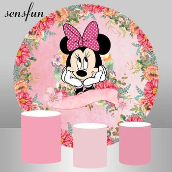 Sensfun Flowers Cartoon Pink Minnie Mouse Round Circle Backdrops Baby shower Girl 1st Birthday Party Background For Photo Studio
Sensfun Flowers Cartoon Pink Minnie Mouse Round Circle Backdrops Baby shower Girl 1st Birthday Party Background For Photo Studio