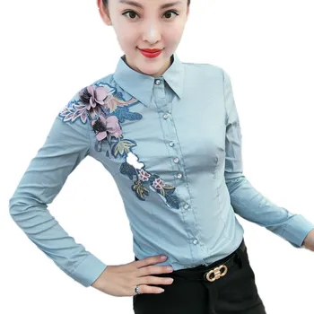 Fashion Women 3D Flower Embroidery Shirts Lady Long Sleeve Embroidery Flower Tops Female Office Work Long Sleeve Cotton Shirts
Fashion Women 3D Flower Embroidery Shirts Lady Long Sleeve Embroidery Flower Tops Female Office Work Long Sleeve Cotton Shirts