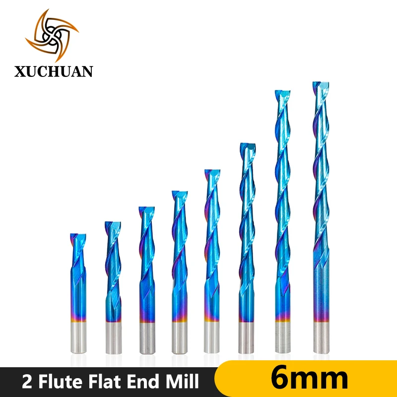 2 Flute Flat End Mill Nano Blue Coating Tungsten Carbide Milling Cutter For Metalworking Tools 6mm Shank Spiral Cutter Drill
2 Flute Flat End Mill Nano Blue Coating Tungsten Carbide Milling Cutter For Metalworking Tools 6mm Shank Spiral Cutter Drill