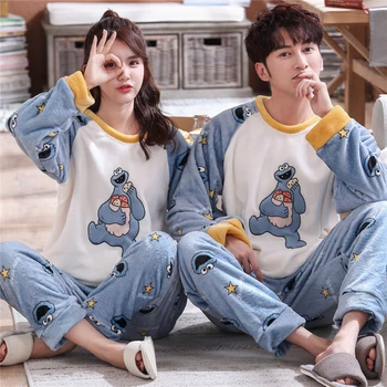 Women's pajamas Set Warm Flannel Men Long-sleeved Animal Cartoon Pyjama Loose Couple Home Set Coral Fleece Sleepwear Top+ Pants
Women's pajamas Set Warm Flannel Men Long-sleeved Animal Cartoon Pyjama Loose Couple Home Set Coral Fleece Sleepwear Top+ Pants