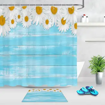 White Flowers Blue Wooden Board Shower Curtain Home Decor Bathing Floor Carpet Polyester Fabric Bathroom Curtain with Hooks
White Flowers Blue Wooden Board Shower Curtain Home Decor Bathing Floor Carpet Polyester Fabric Bathroom Curtain with Hooks