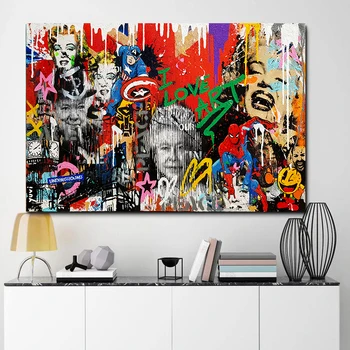 Abstract Marilyn Monroe And Other Stars Canvas Painting Posters and Prints Graffiti Street Pop Art Wall Picture for Living Room
Abstract Marilyn Monroe And Other Stars Canvas Painting Posters and Prints Graffiti Street Pop Art Wall Picture for Living Room