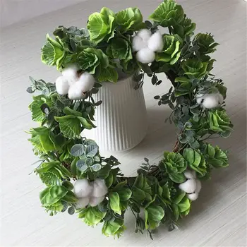 Artificial Flowers Green Flowered Cotton Wreath Wreath Outdoor for Front Door Q39B 
Artificial Flowers Green Flowered Cotton Wreath Wreath Outdoor for Front Door Q39B