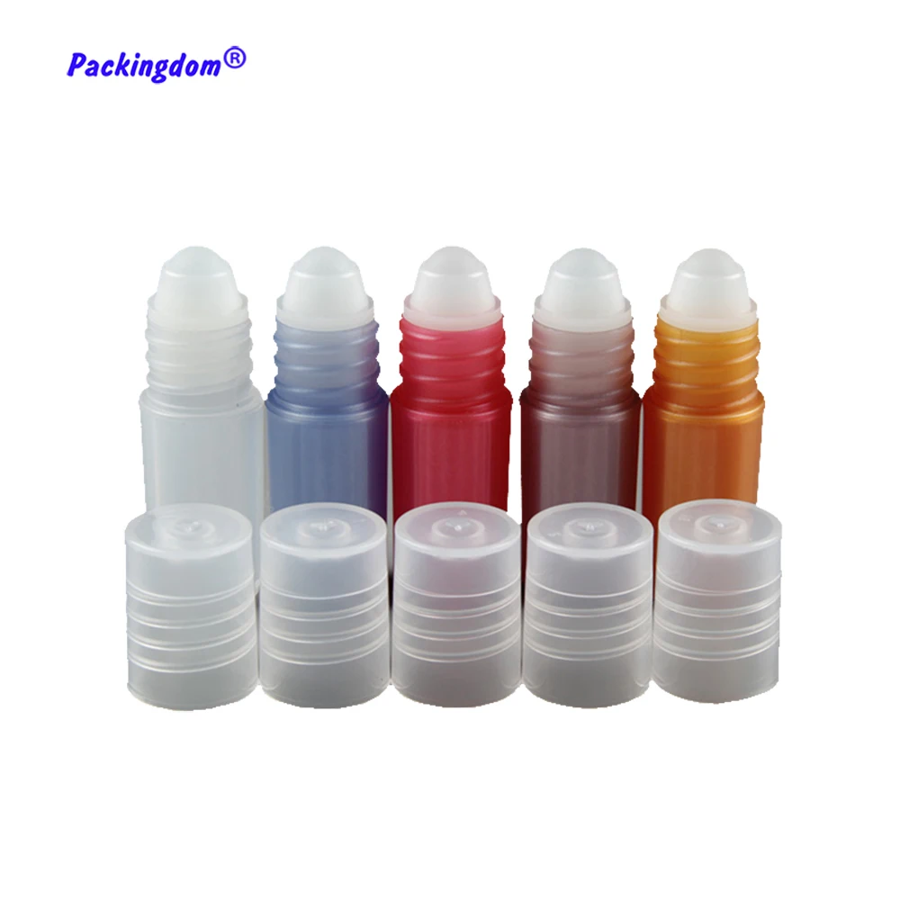

10pcs Lip Gloss Tubes Empty Roller Bottles Plastic Mini Sample Tube 3ml Cosmetic Packaging Ball Lids Small Lip Balm Containers