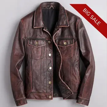 2020 Vintage Brown Spring Casual Genuine Leather Jacket Single Breasted Plus Size XXXXL Genuine Cowhide Leather Coat
2020 Vintage Brown Spring Casual Genuine Leather Jacket Single Breasted Plus Size XXXXL Genuine Cowhide Leather Coat