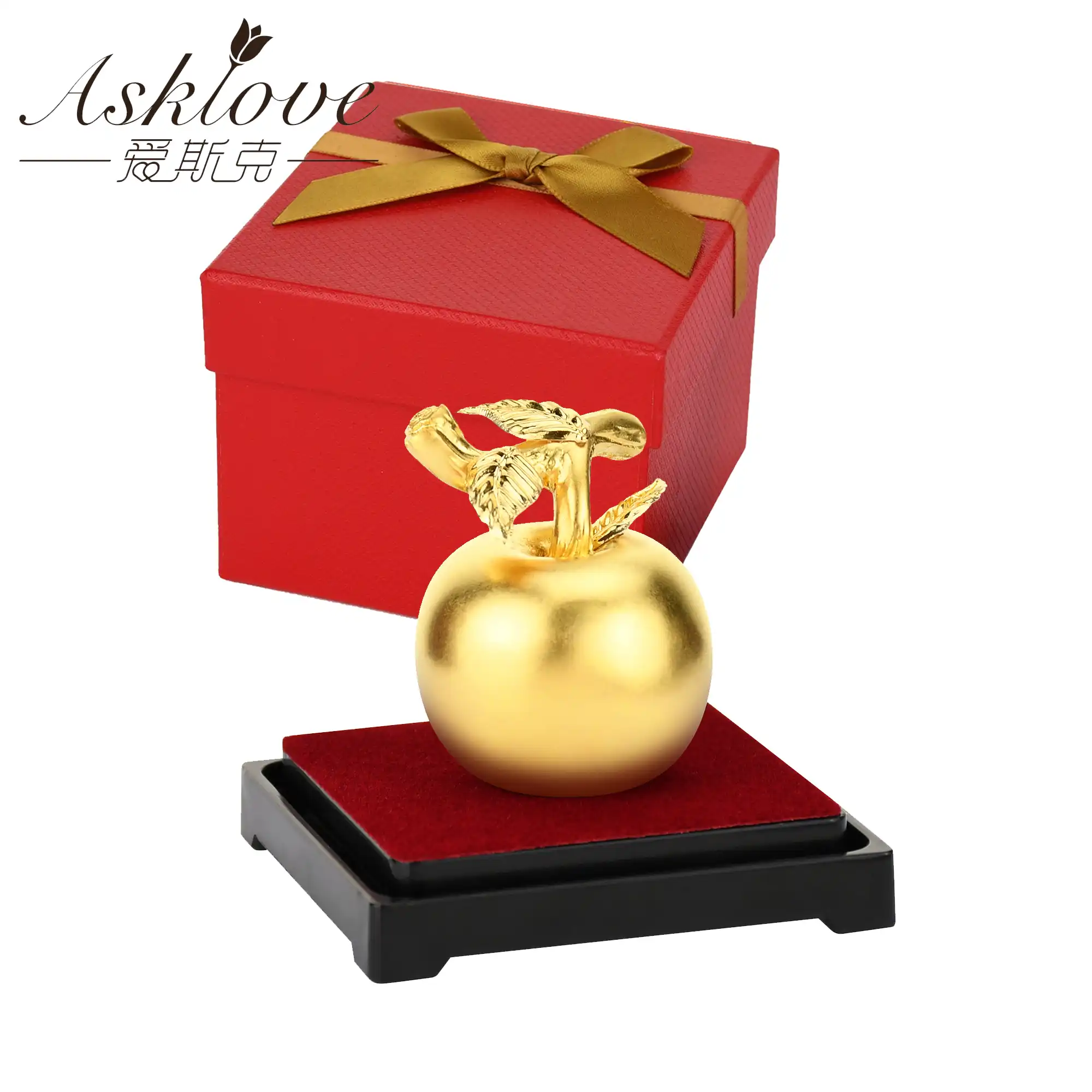 christmas decoration gold apple figurine gold leaf crafts home