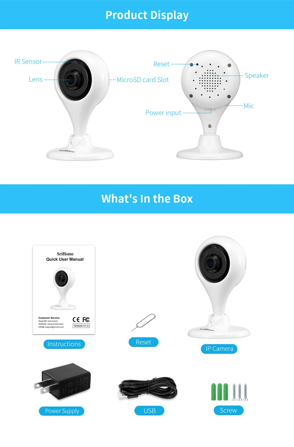 srihome sh032 wireless ip camera 1080p night vision