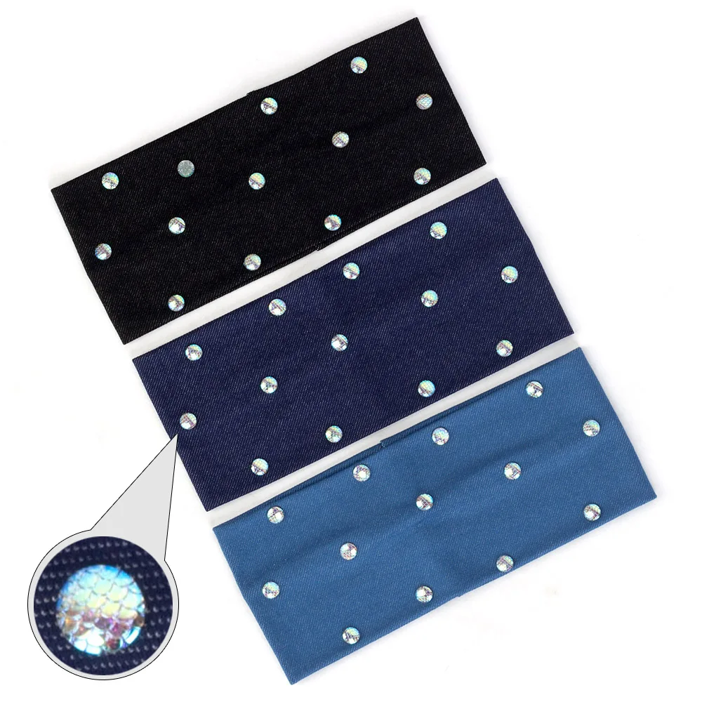 Women Fashion Denim Cloth Flat Hairband Headwear Colorful Fish Scale Rhinestone Accessories Handmade Elastic Headband For Female
Women Fashion Denim Cloth Flat Hairband Headwear Colorful Fish Scale Rhinestone Accessories Handmade Elastic Headband For Female