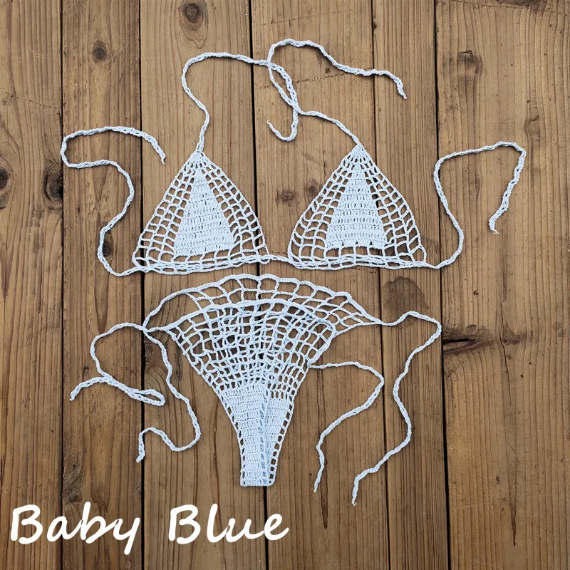 Handmade Crochet Bikini Set - Sexy Micro-Swimsuit  Beach Sundress
