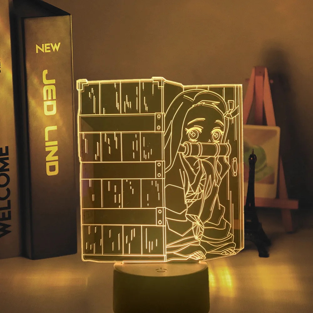 Acrylic Led Night Lamp Anime demon slayer kimetsu no yaiba Nezuko Kamado for Bedroom Decorative Birthday Gift 3d Table Light | Лампы и