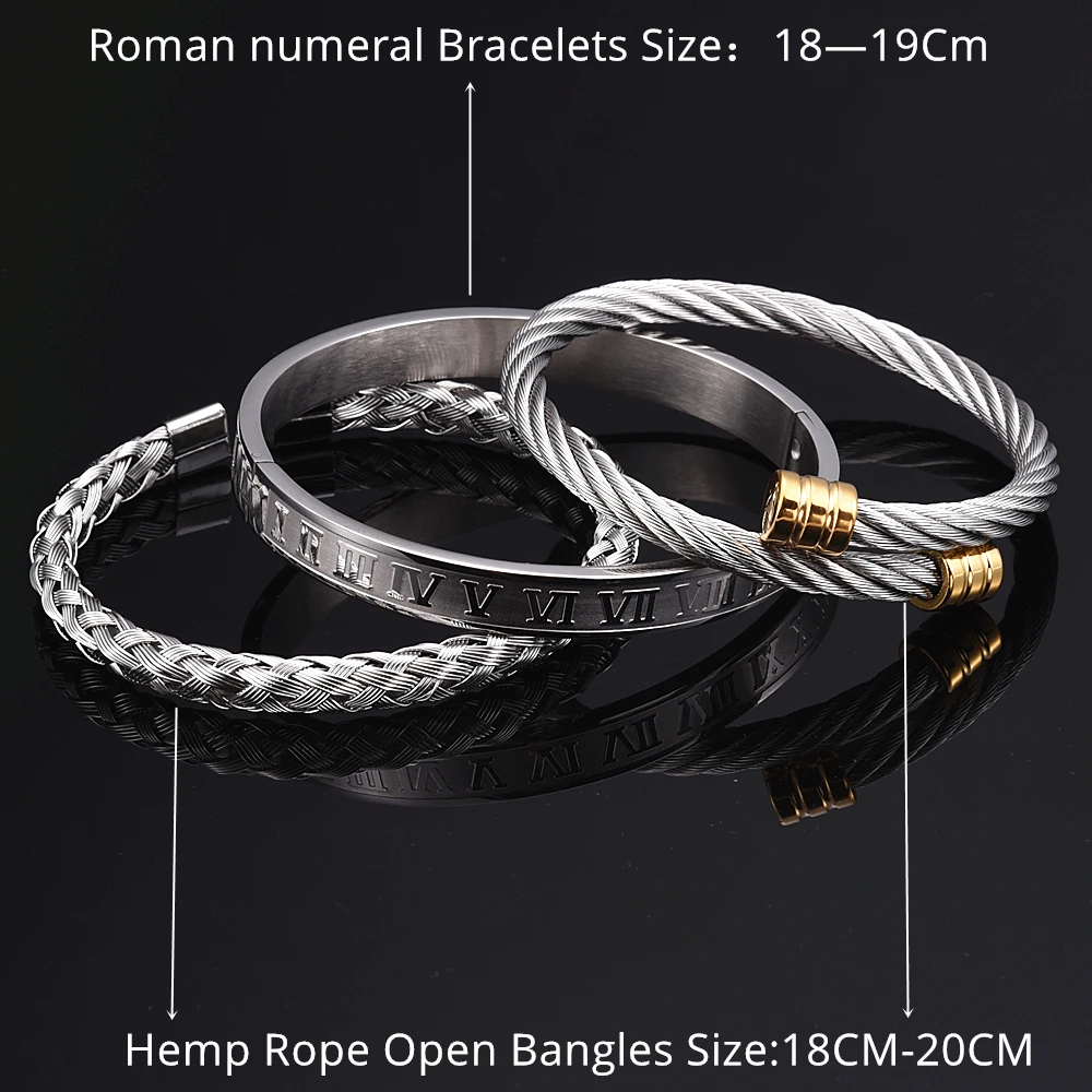 3Pcs luxury stainless steel bracelet set14