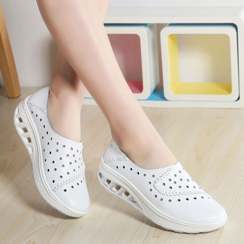 Spring Leather Platform Shoes Hollow Breathable Toning Shoes White Women Shoes Anti-slip Plus Size Wedge Sneakers Rocking Shoes
Spring Leather Platform Shoes Hollow Breathable Toning Shoes White Women Shoes Anti-slip Plus Size Wedge Sneakers Rocking Shoes