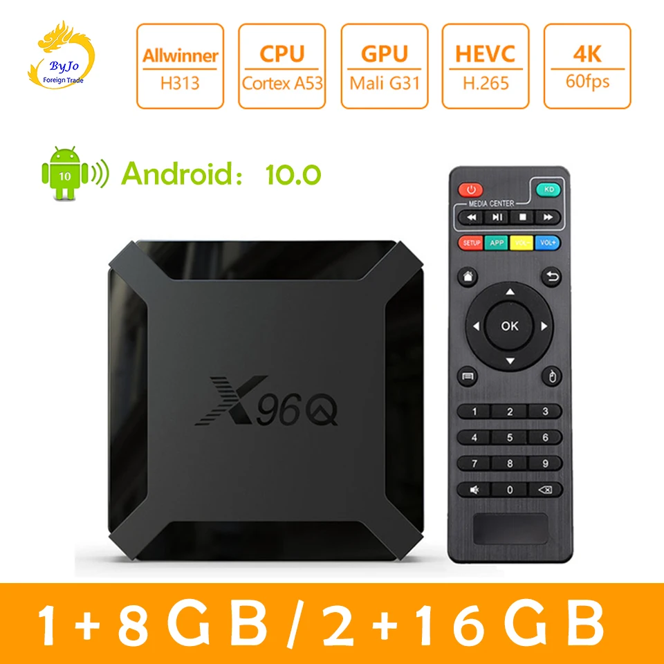 X96Q Android 10.0 Smart TV BOX Android 10.0 Allwinner H313 Quad Core 4K Smart tv box 1G 8G 2GB 16GB media Player
X96Q Android 10.0 Smart TV BOX Android 10.0 Allwinner H313 Quad Core 4K Smart tv box 1G 8G 2GB 16GB media Player