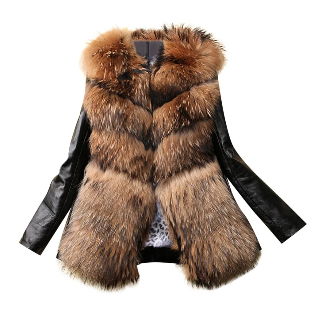 Фото Женская куртка на молнии из искусственного лисьего меха стильная модная Толстая