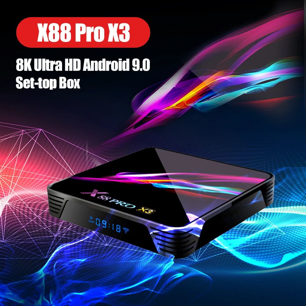 ТВ приставка X88 PRO X3 8K четырехъядерный Amlogic S905X3 64 битный 4K @ 60fps 4G 128G Android 9 0 Приставка