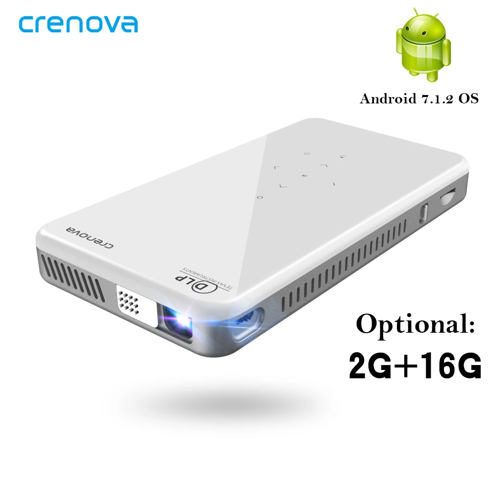 CRENOVA 2019 Newest Mini DLP Projector X2 With Android 7.1 WIFI Bluetooth (2G+16G), Support 4K LED Portable 3D Projector Beamer
CRENOVA 2019 Newest Mini DLP Projector X2 With Android 7.1 WIFI Bluetooth (2G+16G), Support 4K LED Portable 3D Projector Beamer