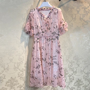 HIGH QUALITY Newest 2020 Designer Runway Dress Women's Ruffled Collar Butterfly Sleeve Chiffon Floral Print dress 
HIGH QUALITY Newest 2020 Designer Runway Dress Women's Ruffled Collar Butterfly Sleeve Chiffon Floral Print dress