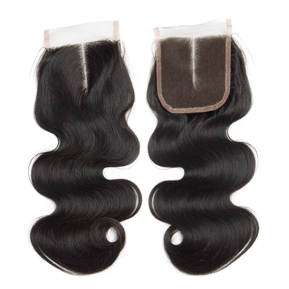 Brazilian Body Wave Hair 4x4 Lace Closure Free Parting 1 Piece 100% Remy Human Hair Top Closure Medium Brown Swiss Lace