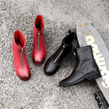 Maggie's Walker Women Fashion Genuine Leather Sheep Skin Mid-calf Boots Women front-Zipper Candy-colored Boots Size 35-39 
Maggie's Walker Women Fashion Genuine Leather Sheep Skin Mid-calf Boots Women front-Zipper Candy-colored Boots Size 35-39