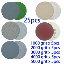 25Pcs 3inch 75mm Round Sandpaper Wet Dry Sanding Disc Sand Sheet Hook Loop Pad 1000-5000 Grit Metal Polishing Pad Grinding Tool
25Pcs 3inch 75mm Round Sandpaper Wet Dry Sanding Disc Sand Sheet Hook Loop Pad 1000-5000 Grit Metal Polishing Pad Grinding Tool