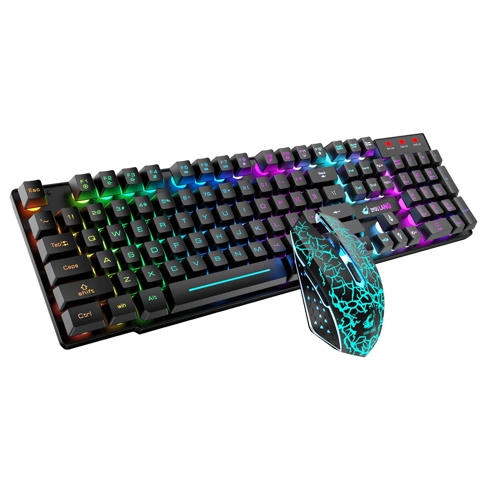 Фото Беспроводной Gaming Keyboard И Мышь комбо с Радужный светодиодный подсветкой Rechargeablle