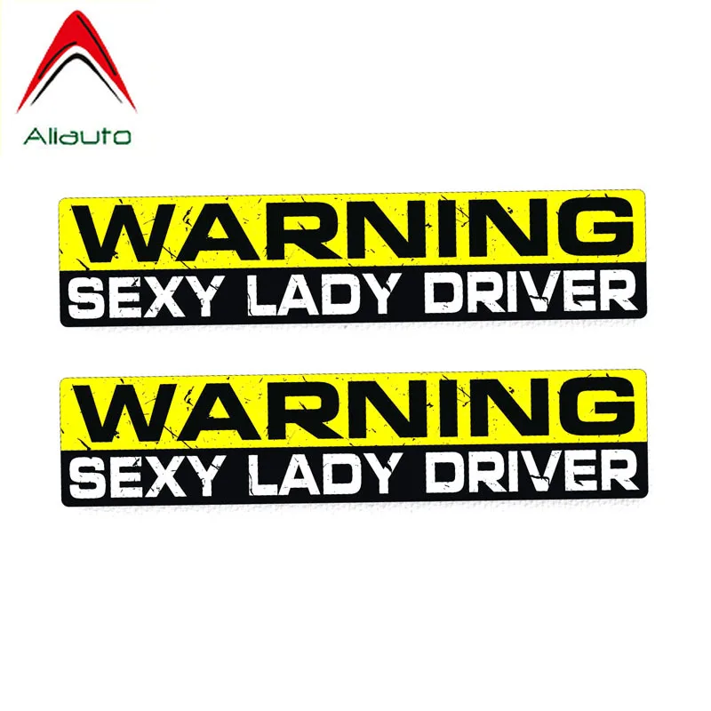 Aliauto 2 X Warning Car Sticker Funny Sexy Lady Driver Creative Decal Accessories PVC for Subaru Golf 4 Mini Cooper Kia 15cm*3cm |