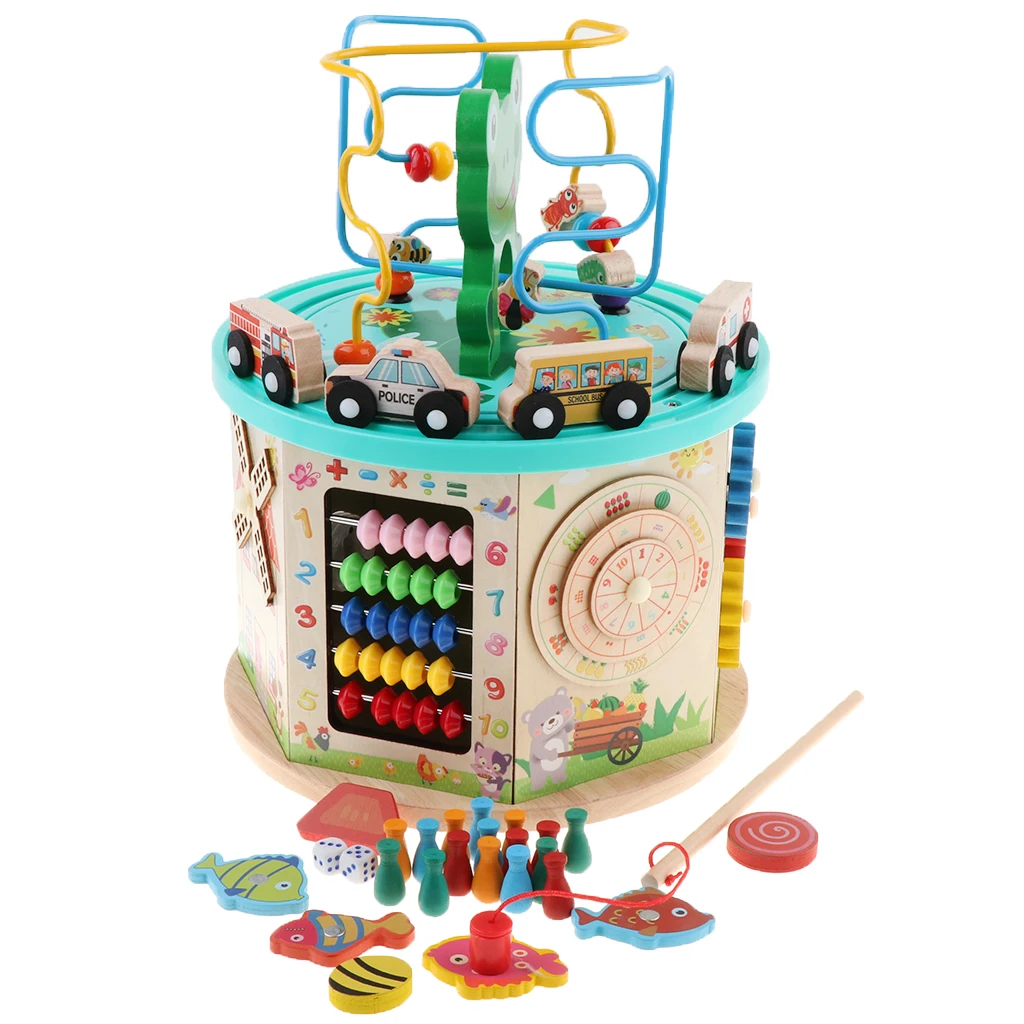 Activity Cube Toys Baby Educational Wooden Bead Maze Shape Sorter Abacus Toy Activity Cube Toys Baby Educational Wooden Bead Maze Shape Sorter Abacus Toy