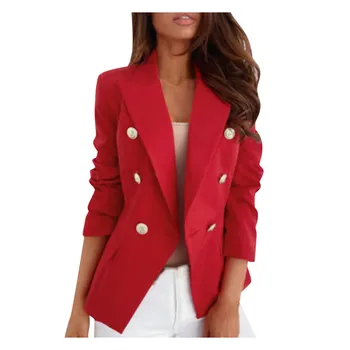 Blazer Jacket Women's Double Breasted Metal Blazer Solid Color Pocket Slim Fitting Gorgeous Coat Office Ladies Outfit #YL5
Blazer Jacket Women's Double Breasted Metal Blazer Solid Color Pocket Slim Fitting Gorgeous Coat Office Ladies Outfit #YL5