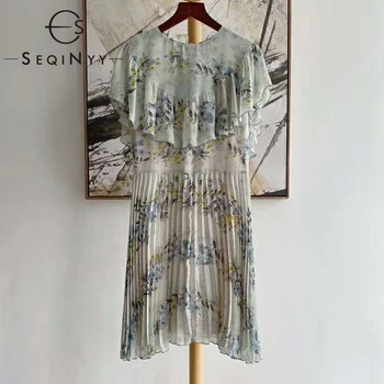 SEQINYY Chiffon Dress 2020 Summer Spring New Fashion Design Women Short Sleeve Flowers Print Light Green Pleated Casual Dress
SEQINYY Chiffon Dress 2020 Summer Spring New Fashion Design Women Short Sleeve Flowers Print Light Green Pleated Casual Dress