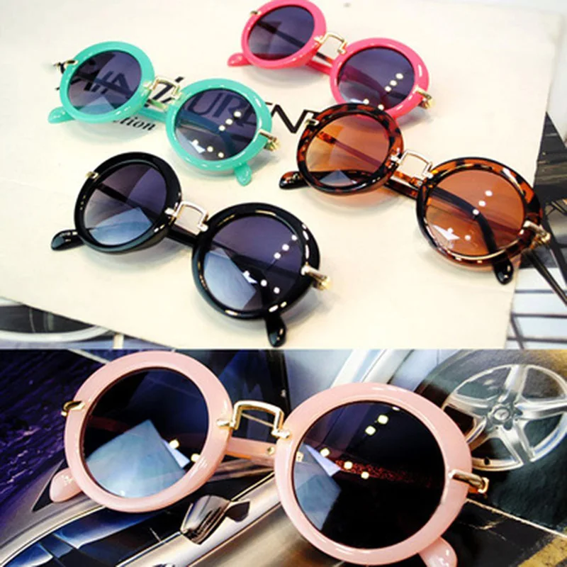 

Vintage Kids Children's Stylish Retro Round Sunglasses Eyewear Lovely Girls Boys Sun Glasses Goggles ANTI-UV Shades UV400