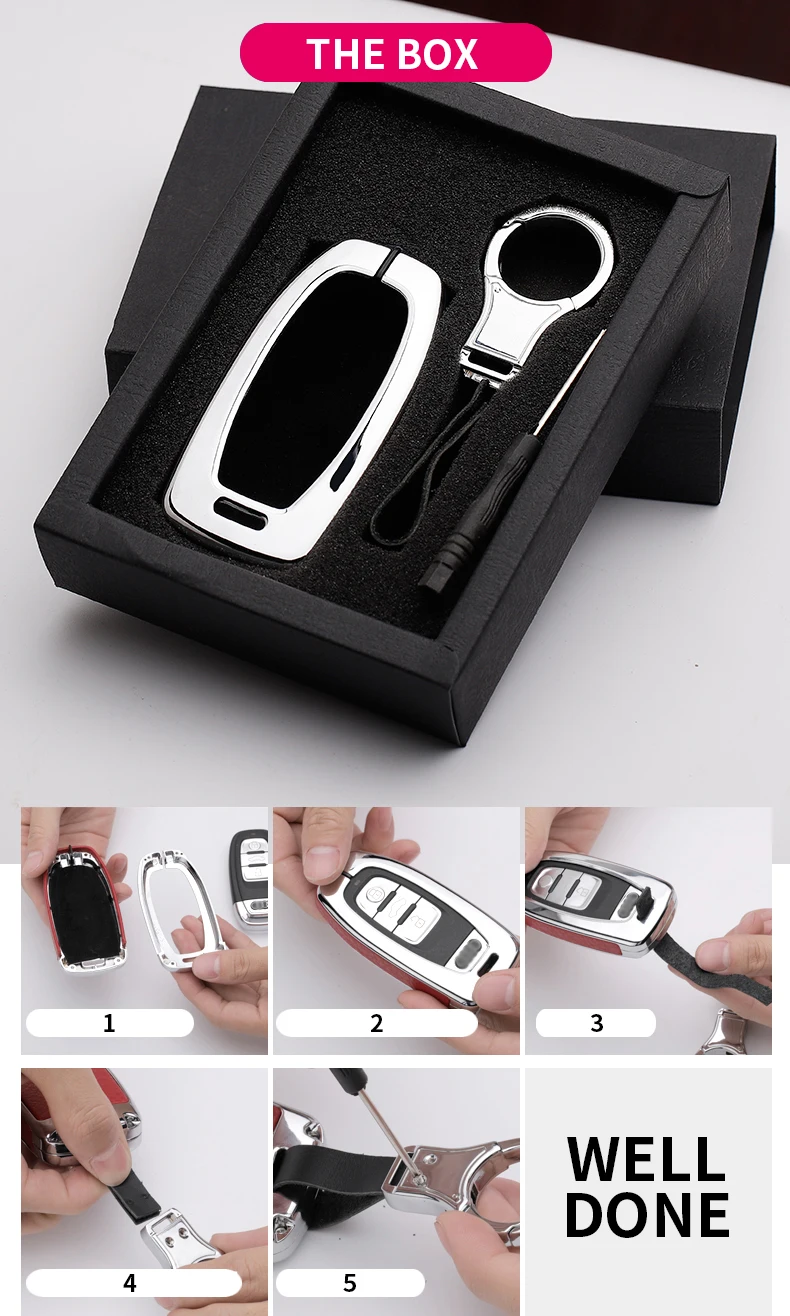 CHEPINFA Leather Car Key Case Cover Shell For Toyota CHR C-HR Prado Camry Avalon Prius Corolla RAV4 Land Cruiser Avalon Keychain