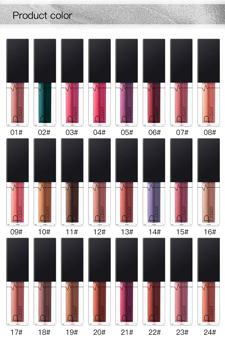 Pudaier metallic lip gloss 3.5ml waterproof long lasting Rose gold wine metal lipstick 24 colors shimmer liquid lipstick +DHL
Pudaier metallic lip gloss 3.5ml waterproof long lasting Rose gold wine metal lipstick 24 colors shimmer liquid lipstick +DHL