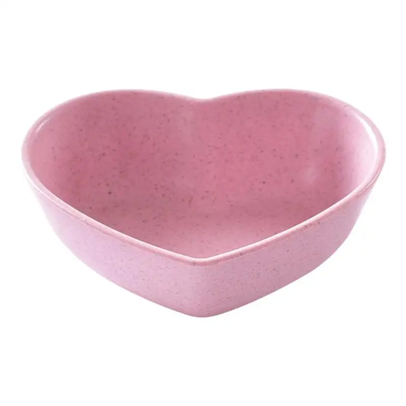 4pcs Heart Shaped Sauce Dishes Wheat Straw Appetizer Plates Food Dipping Bowls