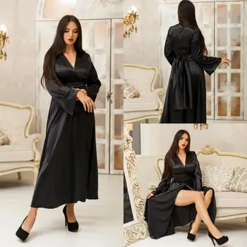 Black Ladies Sexy Night Dress Long Sleeve Nightgown Nightdress Silk Sleepwear Nightwear For Women Boudoir Dress 
Black Ladies Sexy Night Dress Long Sleeve Nightgown Nightdress Silk Sleepwear Nightwear For Women Boudoir Dress